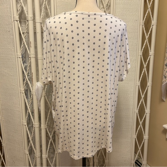 Lands' End Set Black Floral Drapey Kimono Open Front White Tee Top Plus size 1X - Picture 10 of 16